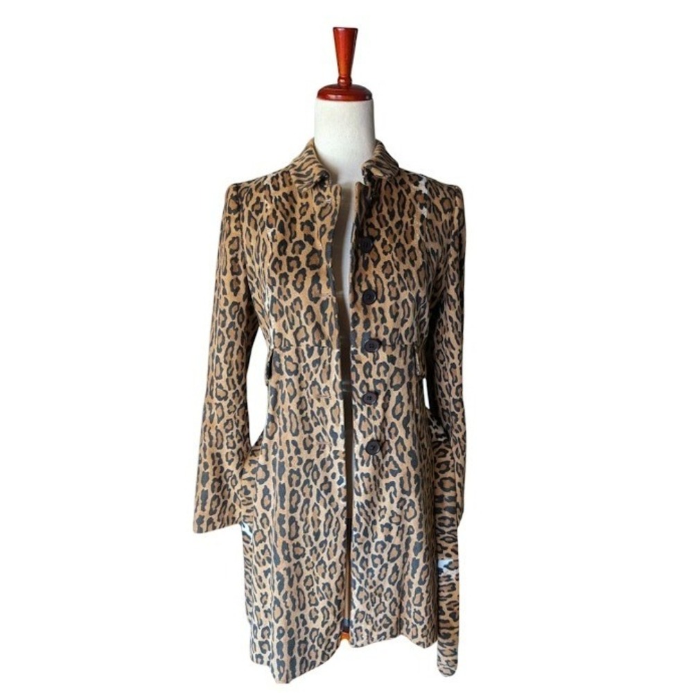 Moschino Cheap and Chic Leopard Print Trench Coat Brown Animal Pattern Size 6 - Picture 10 of 10